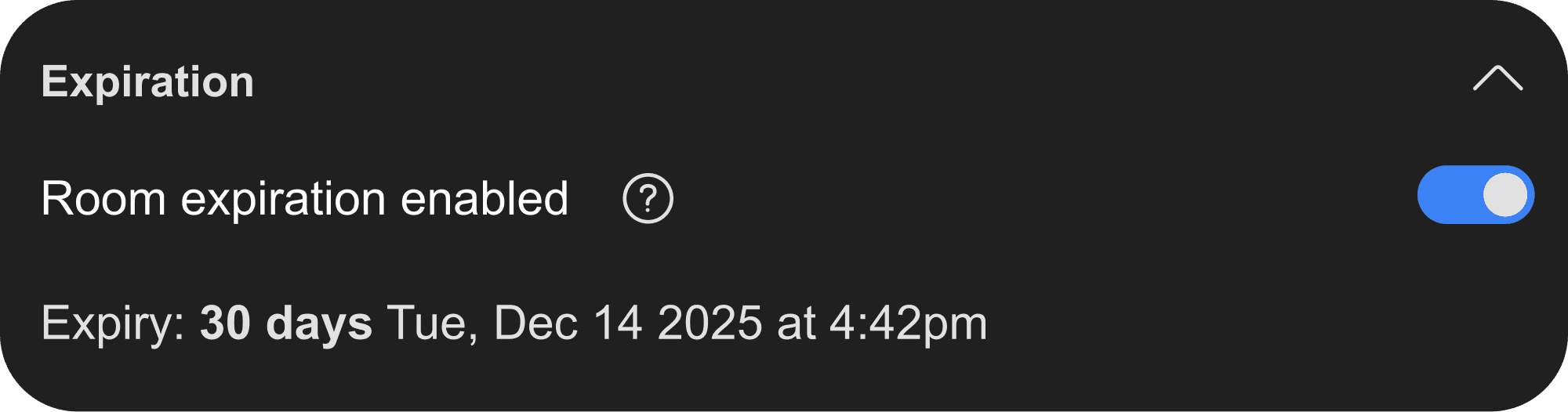 Room expiration settings